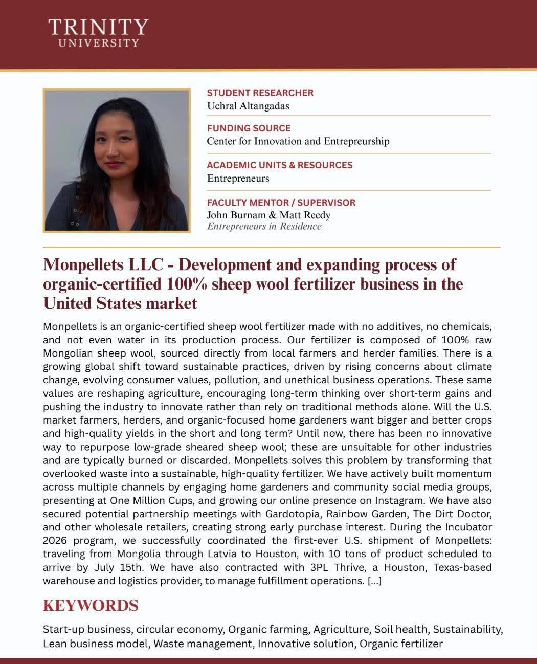 „MonPellets LLC – Entwicklung und Expansion eines Geschäfts mit 100 % organischem Schafwolldünger auf dem US-amerikanischen Markt