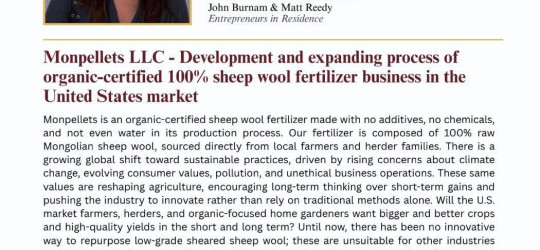 „MonPellets LLC – Entwicklung und Expansion eines Geschäfts mit 100 % organischem Schafwolldünger auf dem US-amerikanischen Markt